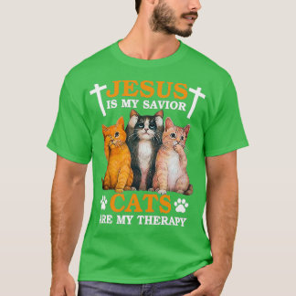 Jesus Cat Therapy Funny Jesus Christus T-shirt