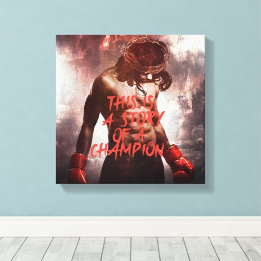 Jesus Champion Canvas Print (Insitu (Houten vloer))