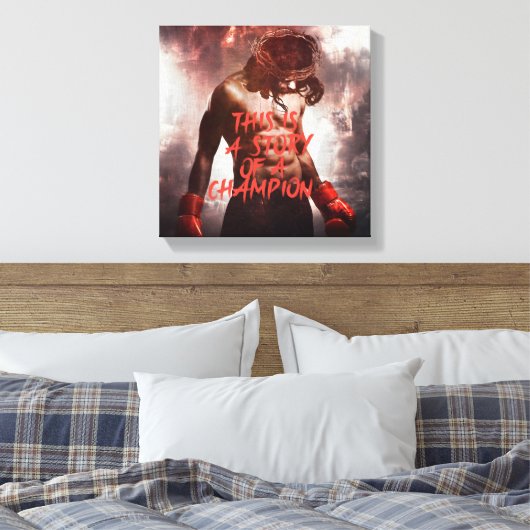Jesus Champion Canvas Print (Insitu (Slaapkamer))