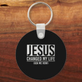 Jesus Changed My Life Ask Me How Jesus  Sleutelhanger (Voorkant)