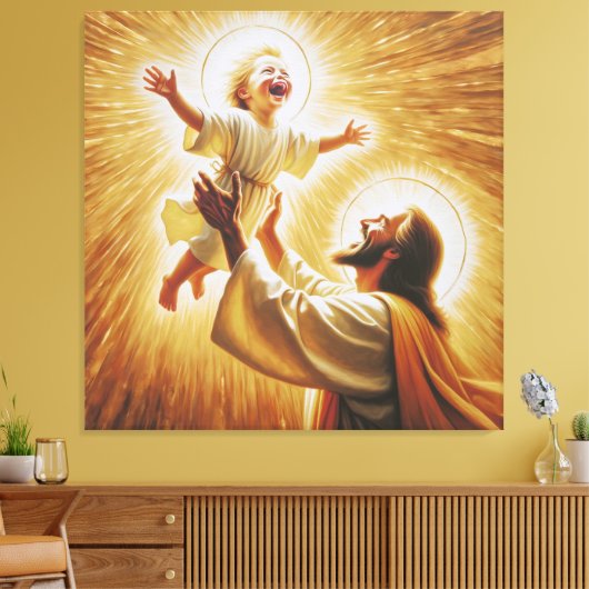 Jesus & Child Canvas Print Picture 1 (Insitu (Woonkamer))