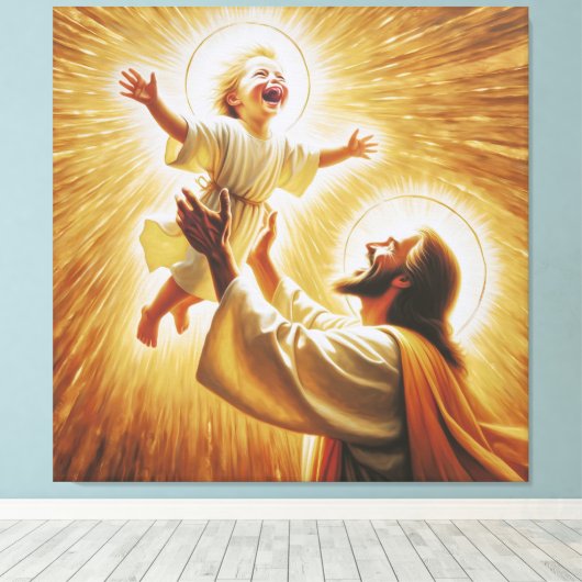 Jesus & Child Canvas Print Picture 1 (Insitu (Houten vloer))