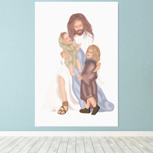Jesus & Children Canvas Afbeelding (Insitu (Houten vloer))