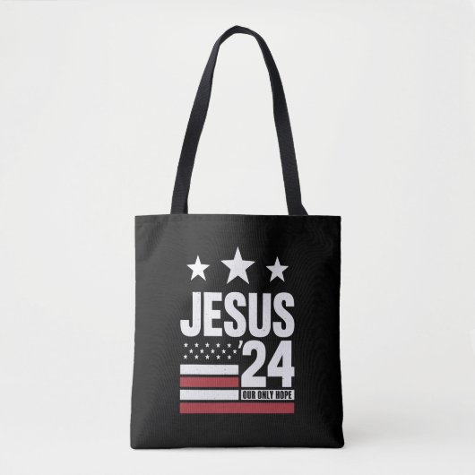 Jesus Christ 2024 President Verenigde Staten Verki Tote Bag (Voorkant)