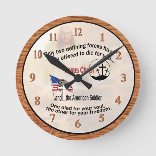 Jesus Christ and the American Soldier Medium Clock Ronde Klok (Voorkant)