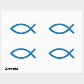 Jesus Christ, Christelijk vissymbool voor t-shirt Ovale Sticker (Vel)