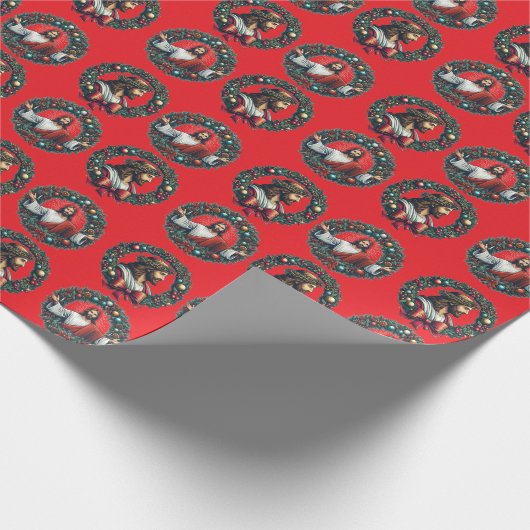 Jesus Christ Christmas Wreath Cadeaupapier (Hoek)