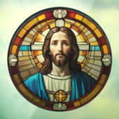 Jesus Christ Circulaire Faux Glas in lood Circle Raamsticker (Vel 3)