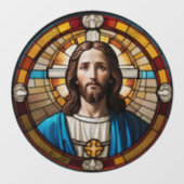 Jesus Christ Circulaire Faux Glas in lood Circle Raamsticker (Vel)