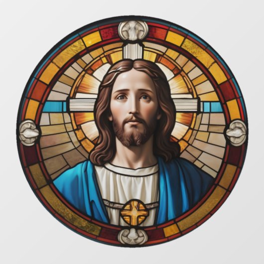 Jesus Christ Circulaire Faux Glas in lood Circle Raamsticker (Vel)