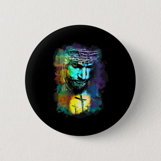 Jesus Christ Cross Religious Cture Christian Art P Ronde Button 5,7 Cm (Voorkant)