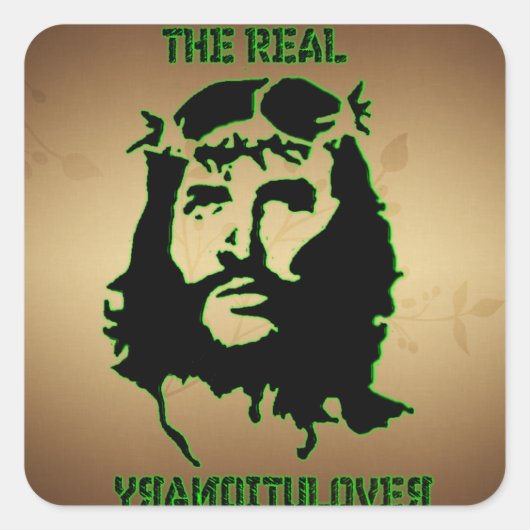 JESUS CHRIST - DE ECHTE REVOLUTIONARRY VIERKANTE STICKER (Voorkant)