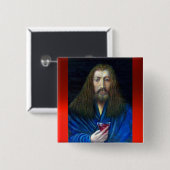 JESUS CHRIST, DE KANS VIERKANTE BUTTON 5,1 CM (Voorkant /achterkant)