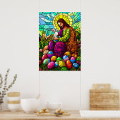 Jesus Christ Easter Glas in lood Poster (Keuken)