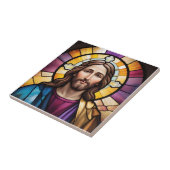 Jesus Christ Faux Glas in lood Tegeltje (Zijkant)