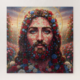 Jesus Christ Floral Rose Mosaic Spiritual Puzzle Legpuzzel