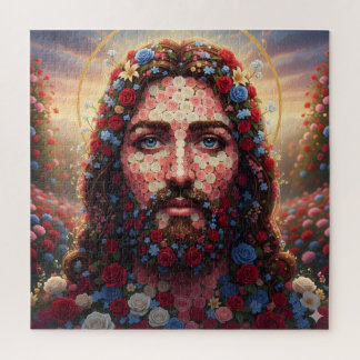 Jesus Christ Floral Rose Mosaic Spiritual Puzzle Legpuzzel