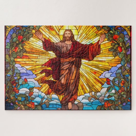 Jesus Christ Glas in lood Art Puzzel (Horizontaal)