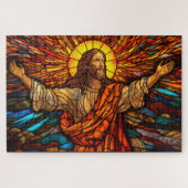 Jesus Christ Glas in lood Art Puzzel Legpuzzel (Horizontaal)