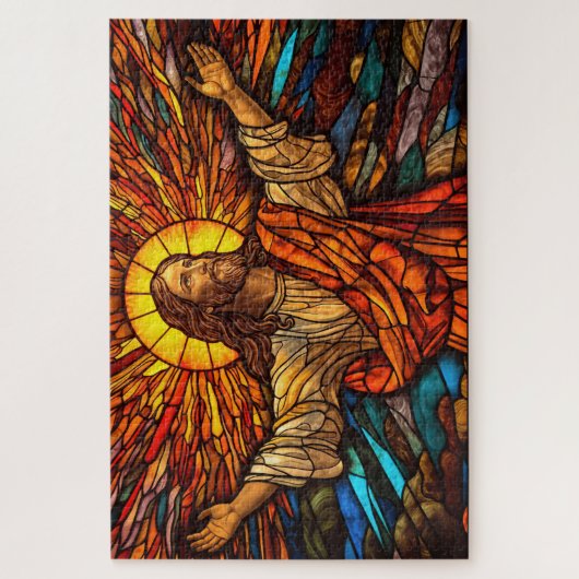 Jesus Christ Glas in lood Art Puzzel Legpuzzel (Verticaal)