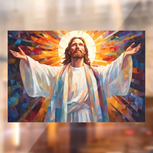 Jesus Christ Glas in lood Art Window Cling Raamsticker (Vel 2)