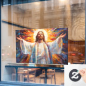 Jesus Christ Glas in lood Art Window Cling Raamsticker (Cafe Raam)