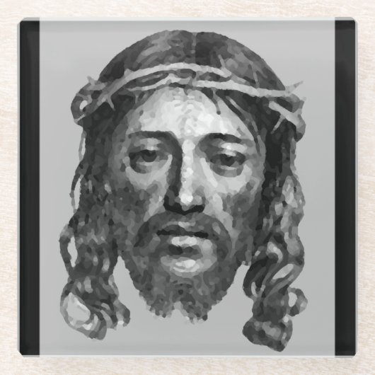 JESUS CHRIST GLAZEN ONDERZETTER (Voorkant)