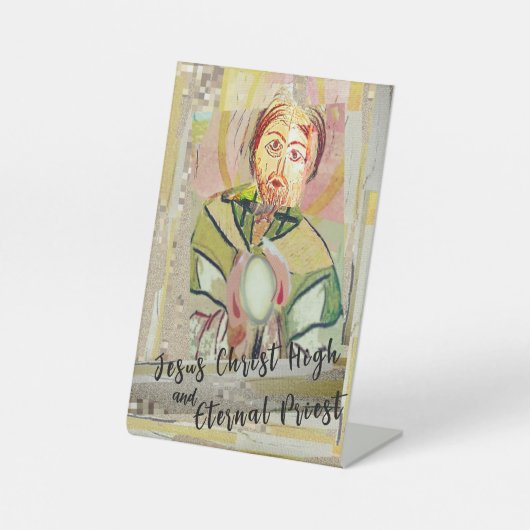 Jesus Christ High Priest Reclamebord Met Voetstuk (Voorkant)