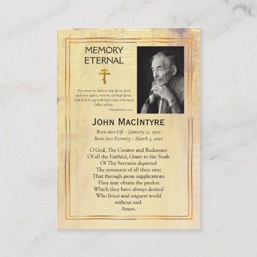 Jesus Christ Icon Memorial Prayer Kaart Plaatskaartje (Achterkant)