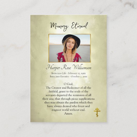 Jesus Christ Icon Orthodox Christelijke Begrafenis Plaatskaartje (Achterkant)