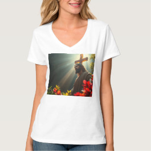 Jesus Christ in the Garden Vrouwen V-hals T-shirt