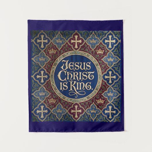 'Jesus Christ is KING' Christian Inspired Tapestry Wandkleed (Voorkant)