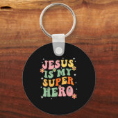 Jesus Christ Is My Superhero Jesus Loves You Funny Sleutelhanger (Voorkant)