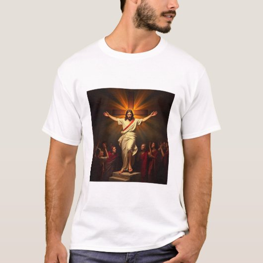 Jesus Christ is Risen Mannen Tee Shirt (Voorkant)