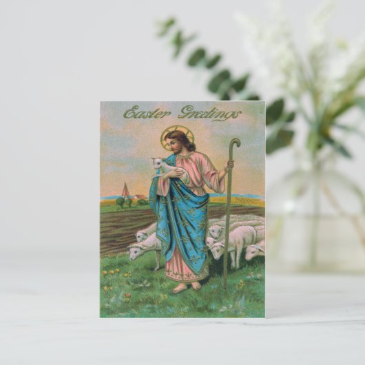 Jesus Christ Lamb Shepherd Briefkaart (Staand voorkant)