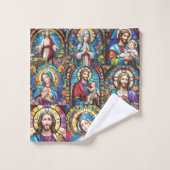 Jesus Christ Mary & Joseph Christelijk Glas in loo Bad Handdoek (Wasdoekje)