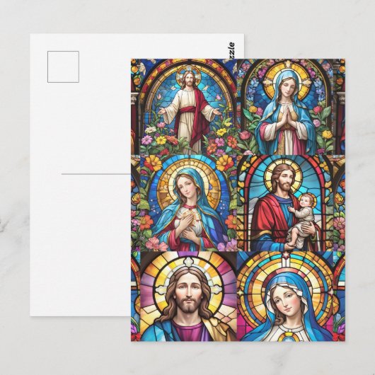 Jesus Christ Mary & Joseph Christelijk Glas in loo Briefkaart (Voorkant / Achterkant)