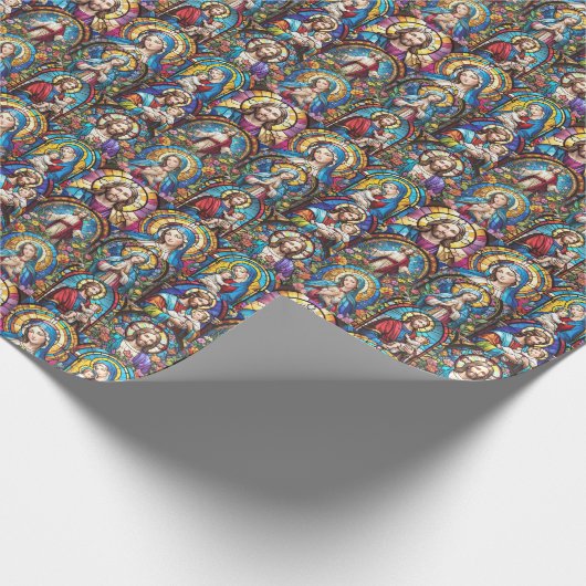 Jesus Christ Mary & Joseph Christelijk Glas in loo Cadeaupapier (Hoek)