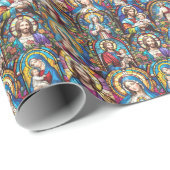 Jesus Christ Mary & Joseph Christelijk Glas in loo Cadeaupapier (Rol Hoek)