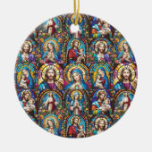 Jesus Christ Mary & Joseph Christelijk Glas in loo Keramisch Ornament (Voorkant)