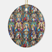 Jesus Christ Mary & Joseph Christelijk Glas in loo Keramisch Ornament (Links)