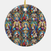 Jesus Christ Mary & Joseph Christelijk Glas in loo Keramisch Ornament (Achterkant)