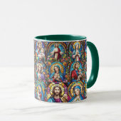 Jesus Christ Mary & Joseph Christelijk Glas in loo Mok (Voorkant rechts)