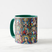 Jesus Christ Mary & Joseph Christelijk Glas in loo Mok (Voorkant links)