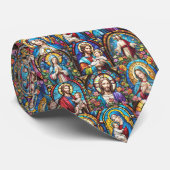 Jesus Christ Mary & Joseph Christelijk Glas in loo Stropdas (Opgerold)