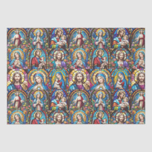 Jesus Christ Mary & Joseph Christelijk Glas in loo Tissuepapier