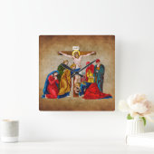 JESUS CHRIST ON CROSS CLOCK VIERKANTE KLOK (Huis)