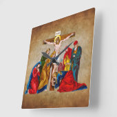 JESUS CHRIST ON CROSS CLOCK VIERKANTE KLOK (Hoek)