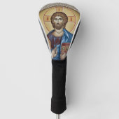 Jesus Christ Orthodox Icon Grey  Lijst Golfheadcover (Voorkant)