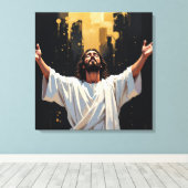 Jesus Christ Our Savior | Black and Gold Canvas Afdruk (Insitu (Houten vloer))
